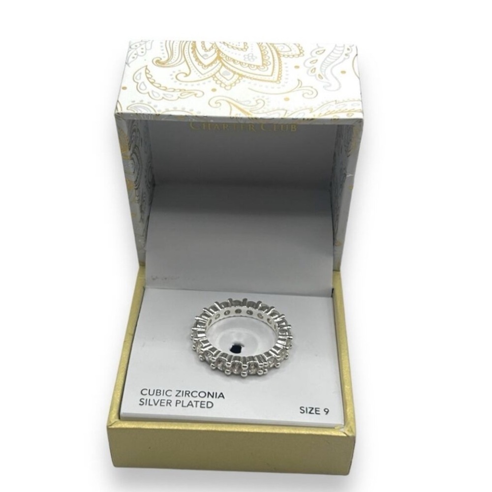Charter Club Silver Cubic Zirconia Ring Size 9 - Picture 5 of 6